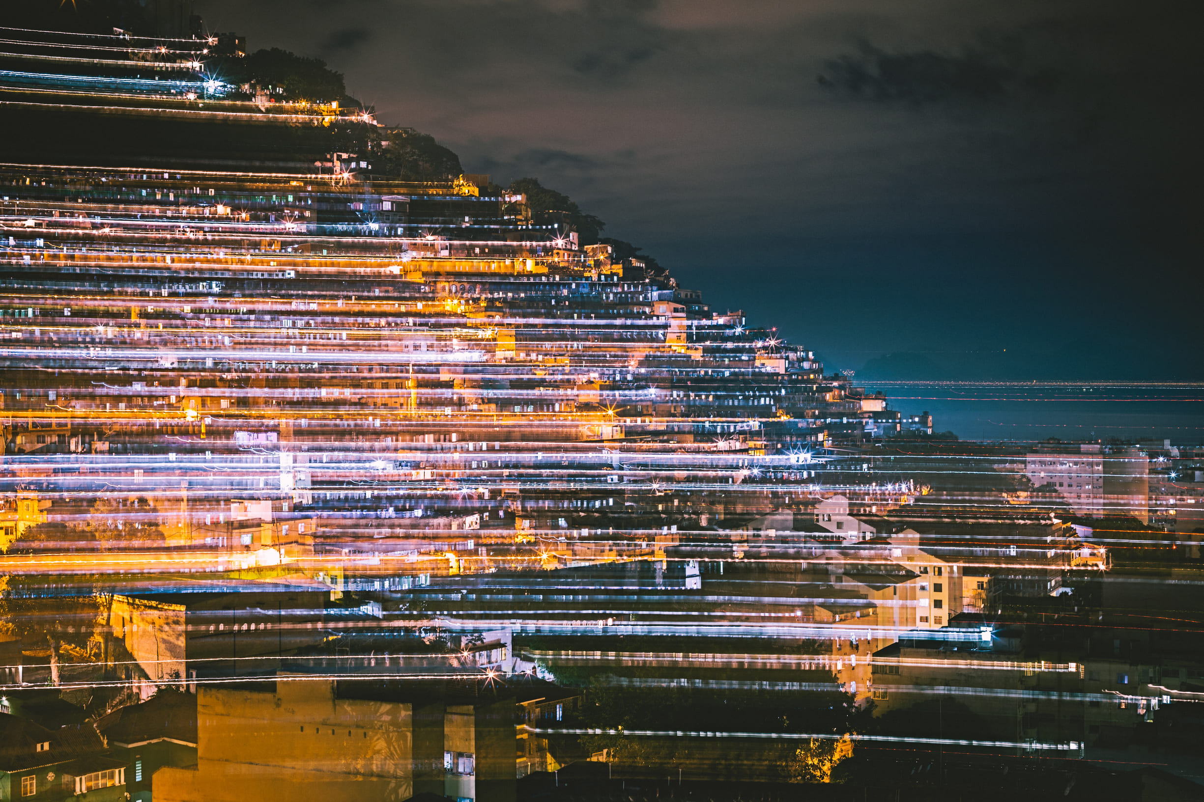 Brazilian favela at night (long exposure)