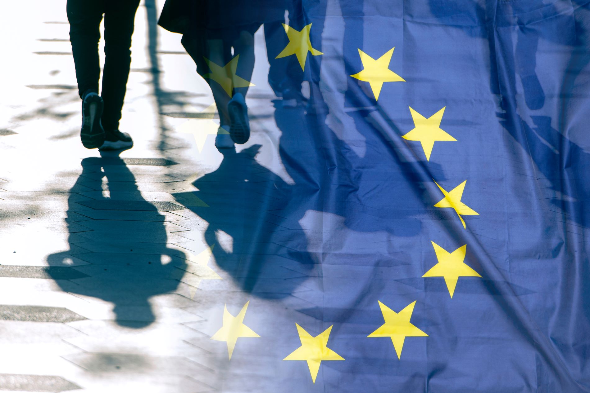 image by Savvapanf Photo - EU Flag and shadows of people