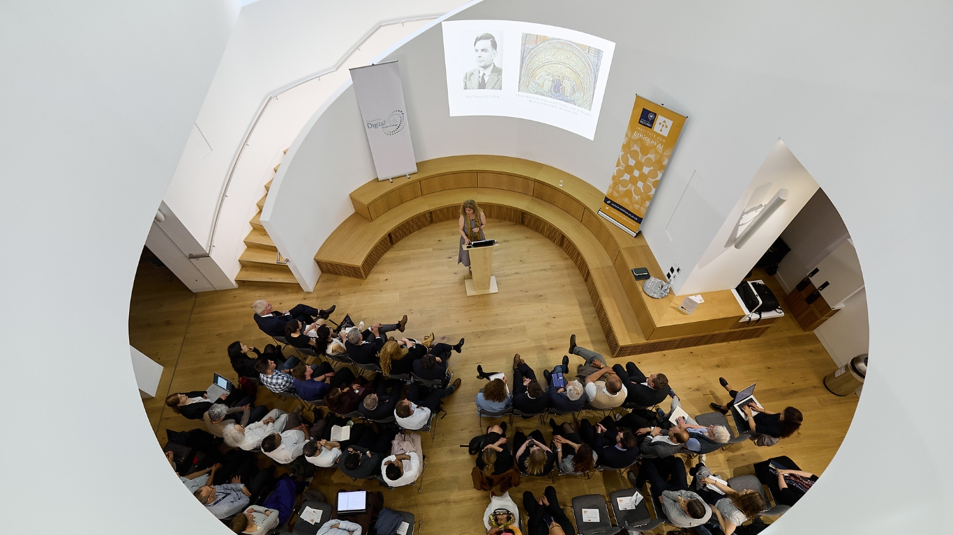 Fourth Annual Lecture of the Institute for ethics in AI - Professor Jessica Riskin presenting in front of attendees