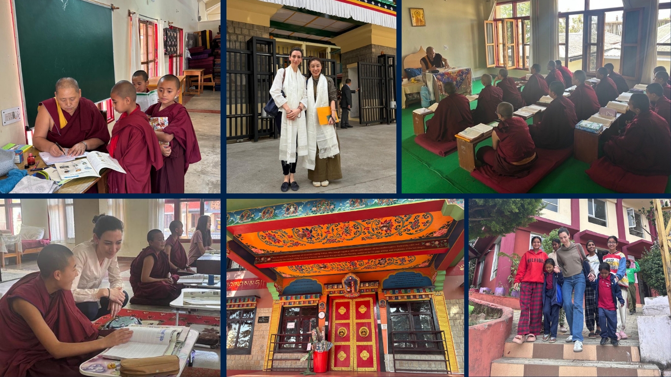 Collage of Dr Caroline Emmer De Albuquerque's visit to the Dalai Lama