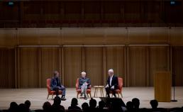 Professors Shadbolt and Koralus on stage at the VC's Colloquium