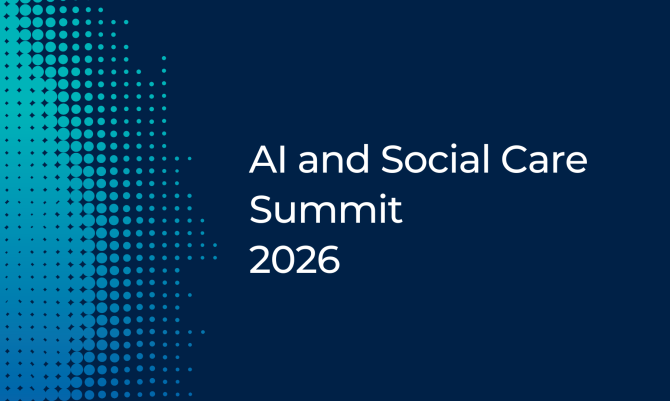 white logo on dark blue background